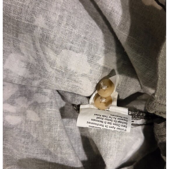 Eddie Bauer Shirt Mens M Green White Floral Hawaiian Button Up Linen Cotton - Picture 7 of 12